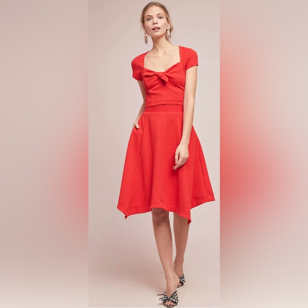 Anthropologie Vibrant Red Asymmetrical Skirt